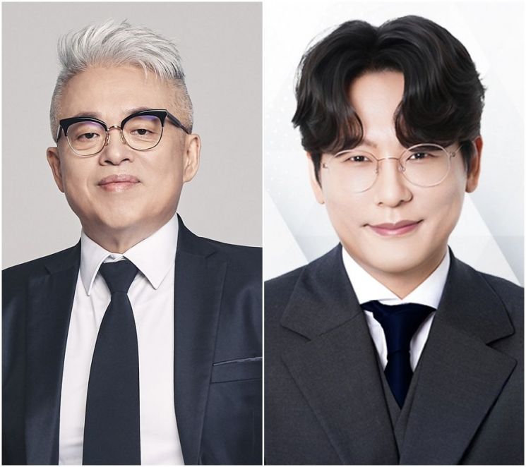 제25대 음저협 회장 후보에 출마한 (왼쪽)김형석 작곡가와 이시하 작곡가. 김형석, 이시하 캠프 제공.