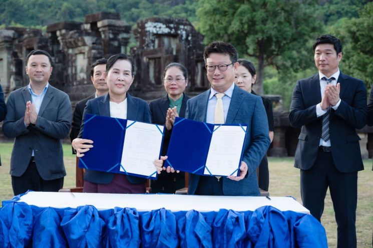 라오스 왓푸-홍낭시다 복원사업 준공식 현장