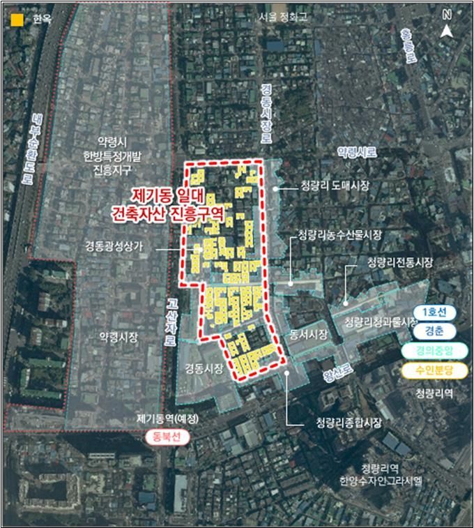 서울 동대문구 제기동 일대 건축자산 진흥구역 위치도. 서울시