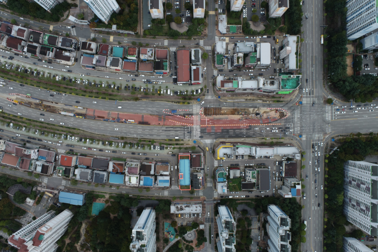 지난 6월 말, 운남주공5단지 교차로 인근 13공구 공사 현장 모습. 광주시 제공.