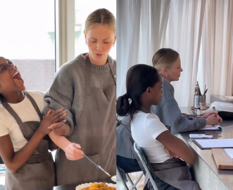 Charlize Theron in Korea: Dancing While Making Kimbap and Tteokbokki... Daughter Gives a Thumbs-Up