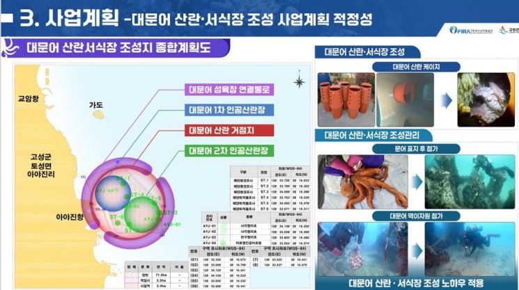 대문어 산란서식장 조성지 종합계획도. 강원 고성군 제공