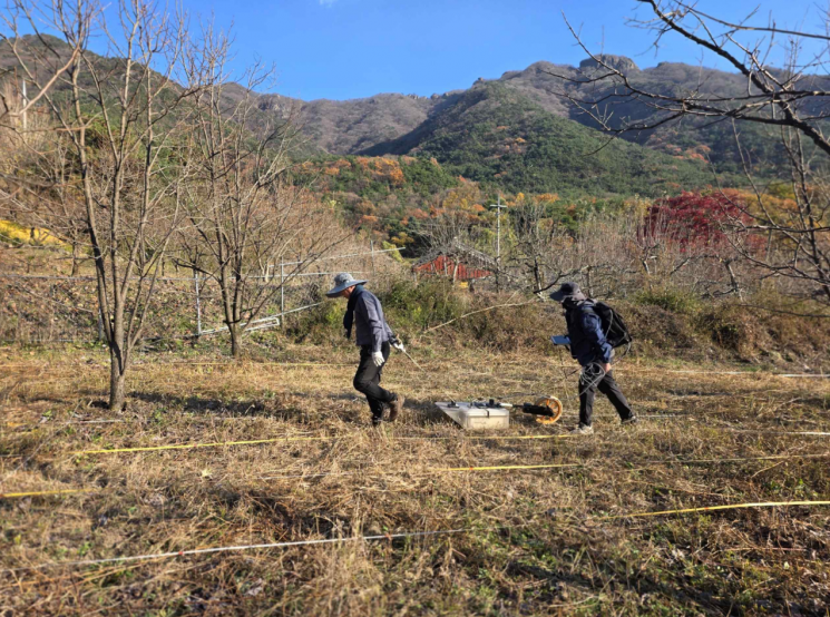 김천 갈항사지 GPR 탐사 시범 조사 모습