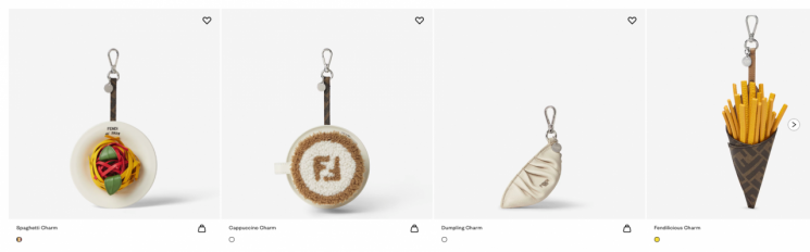 해외 명품 브랜드들은 꾸준히 '푸드-키치(food-kitsch)' 감성을 백참·키링 라인업에 적용해 왔다. 펜디 또한 음식에서 영감을 얻은 백참 시리즈를 공개한 바 있다. FENDI