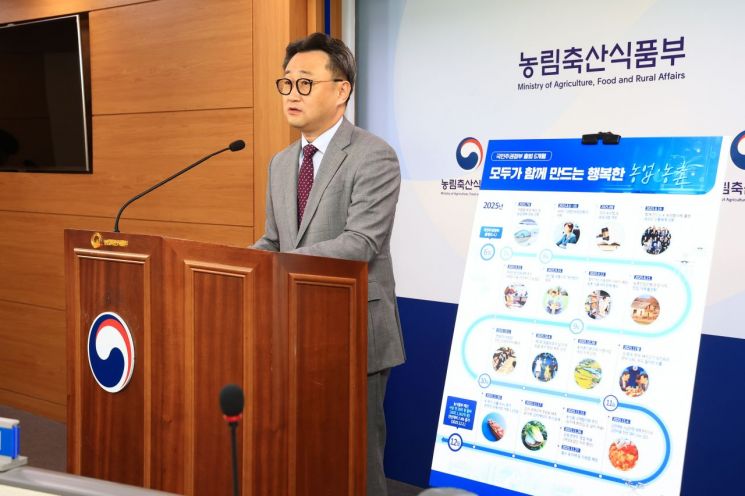 김정주 농식품부 정책기획관이 3일 정부세종청사에서 농식품부의 주요 정책 추진현황 및 향후계획에 대한 브리핑을 하고 있다. 농식품부