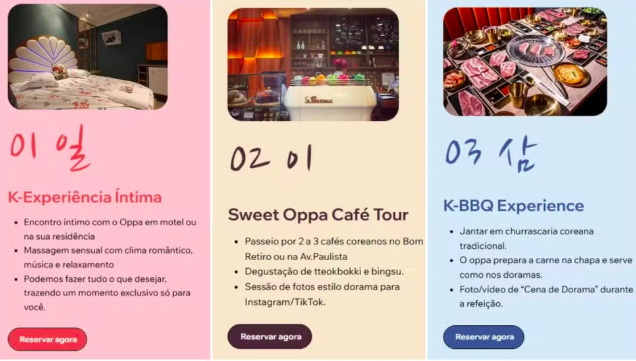 '한국 남성과의 만남을 주선한다'는 브라질 웹사이트 화면. 온라인 홈페이지 캡처