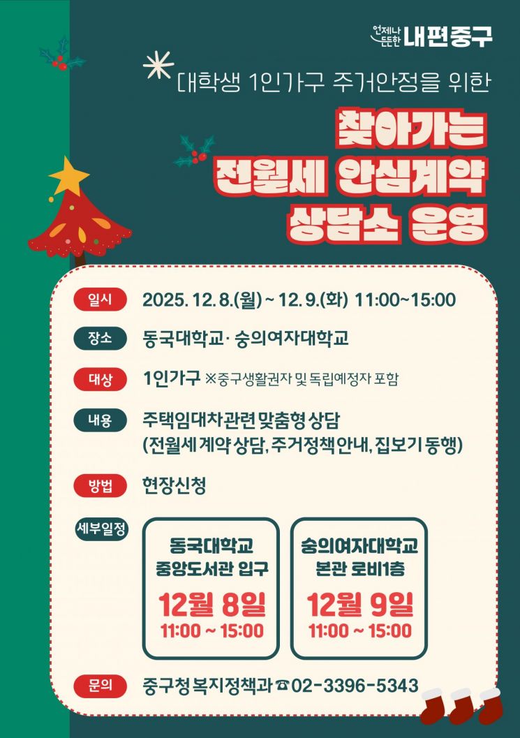 '찾아가는 전월세 안심계약 상담소' 운영 포스터. 중구 제공.