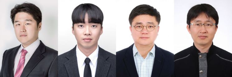 좌측부터) 박철민 교수(국립금오공대 재료공학부), 김도현 연구원(국립금오공대 신소재공학과 박사과정),전기준 교수(인하대), 최정희 박사(한국전기연구원)국립금오공대 제공