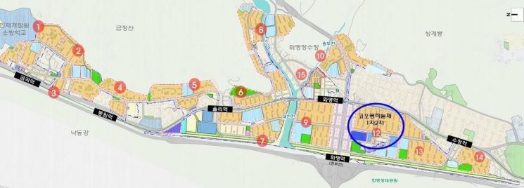 화명, 금곡 선도지구 선정 구역 위치.