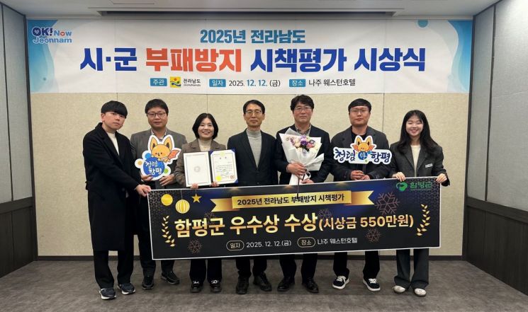 함평군, 전남도 부패방지 시책평가 '우수상'