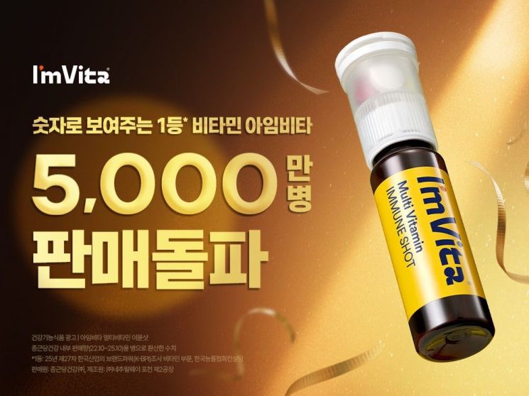 종근당건강 ‘아임비타 멀티비타민 이뮨샷’, 누적 판매 5천만 병 넘어