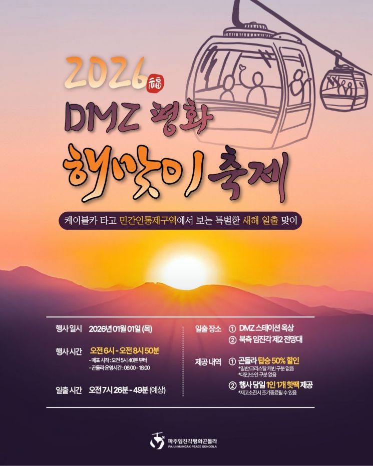 파주임진각평화곤돌라, '2026 디엠지(DMZ) 평화 해맞이 축제' 개최