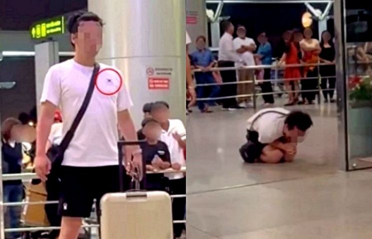 베트남 공안에 잡히자 무릎 꿇고 오열한 남성…티셔츠엔 태극기가