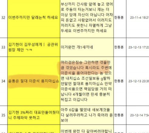 "윤통은 절대 이준석 품지말라"…이준석, '한동훈' 당게 글 공개 "동명이인이길"
