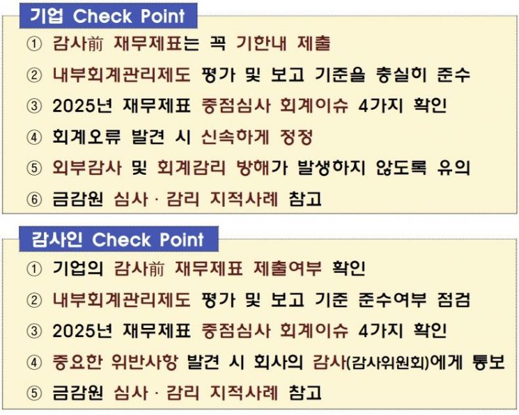 금감원, 2025년 결산 앞두고 기업·감사인 유의사항 안내