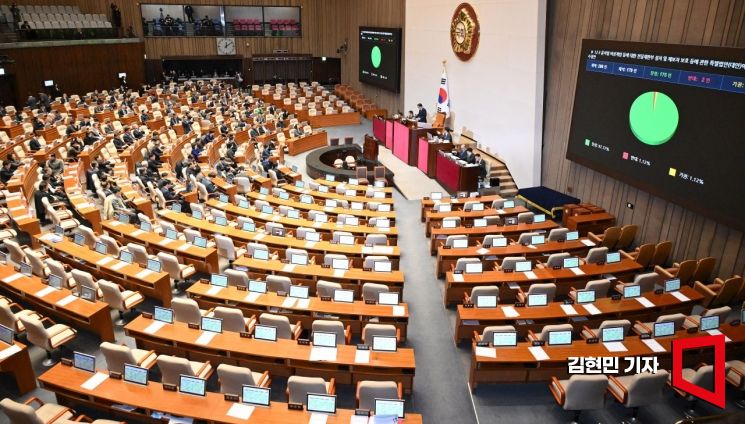 [포토] 내란전담재판부 설치법, 국회 본회의 통과…국민의힘 표결 불참