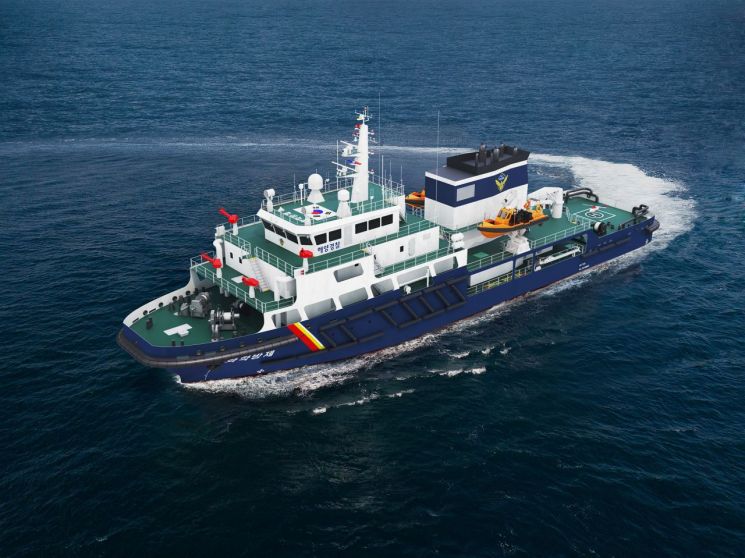 HJ중공업, 국내 최초 1900톤급 해경 다목적 화학방제함 건조