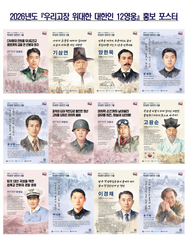 광주보훈청, 우리고장 위대한 대한인 12영웅 선정