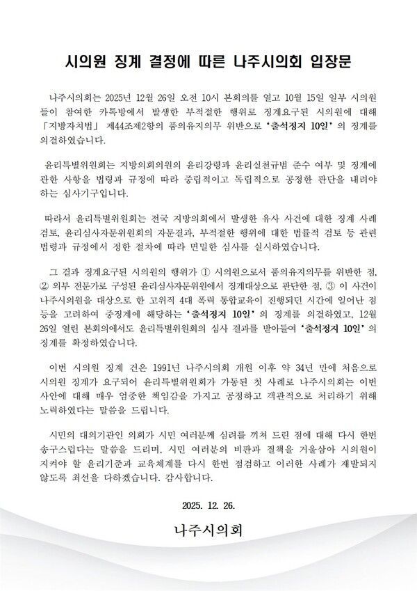 "명백한 성희롱" 단톡방에 올린 사진에 '발끈'…시의원 징계받아