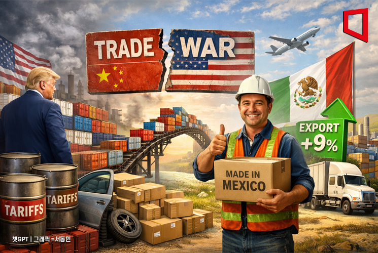 "트럼프 관세 전쟁 최대 수혜는 멕시코"… 대미 수출 9% 늘어
