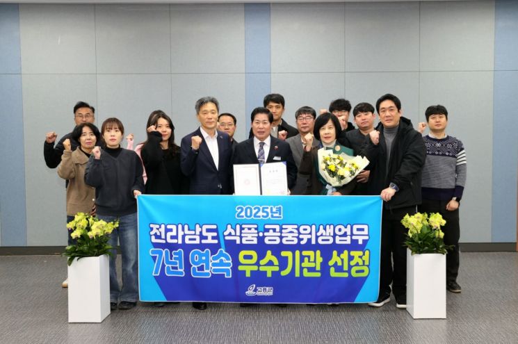 고흥군, 식품 공중위생 평가 7년 연속 우수기관 선정