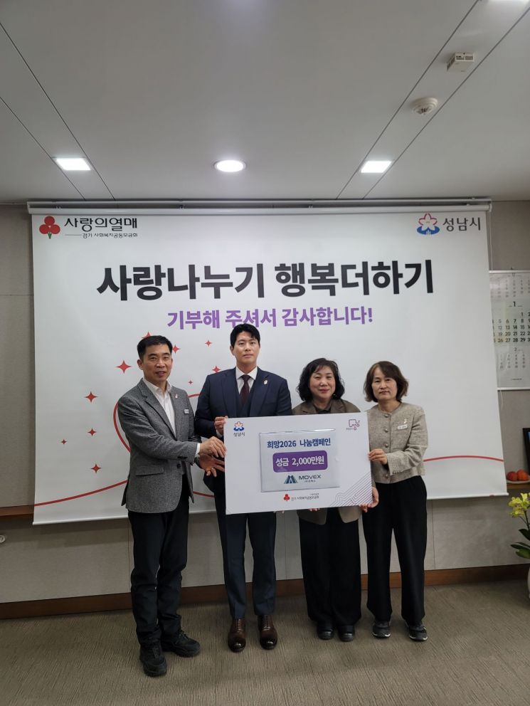 모백스, 성남시에 이웃돕기 성금 2000만 원 기탁 2년 연속