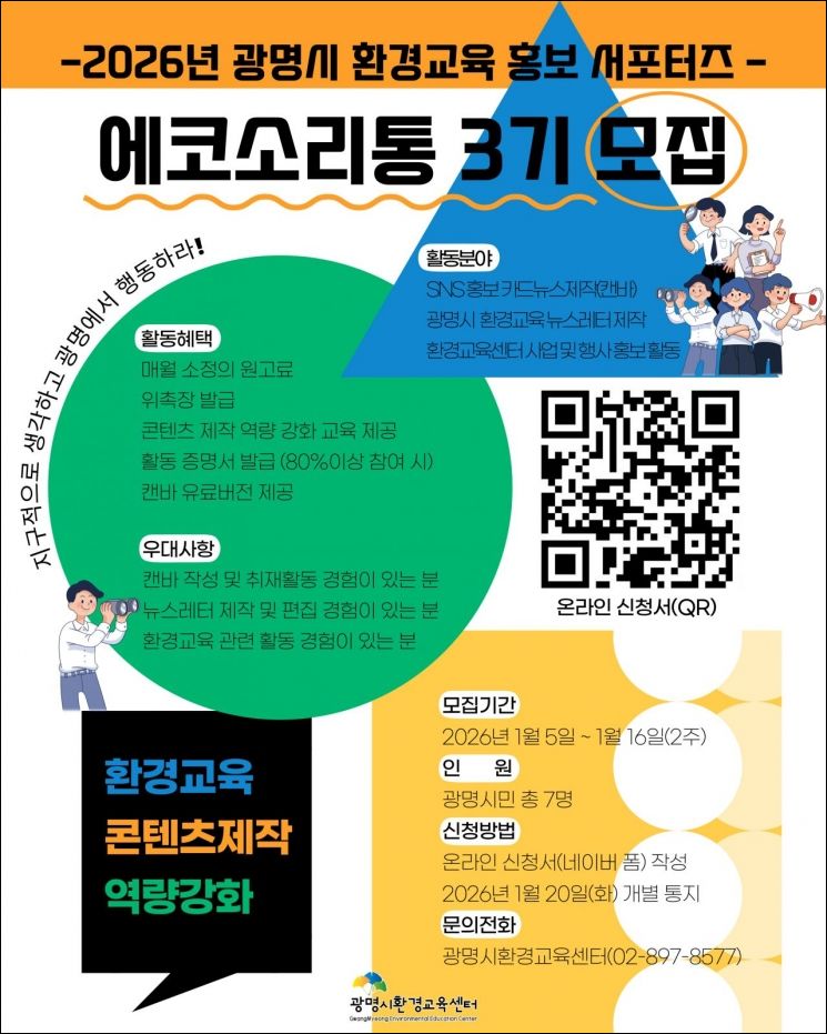 광명시, '환경교육 홍보 서포터즈' 3기 16일까지 모집