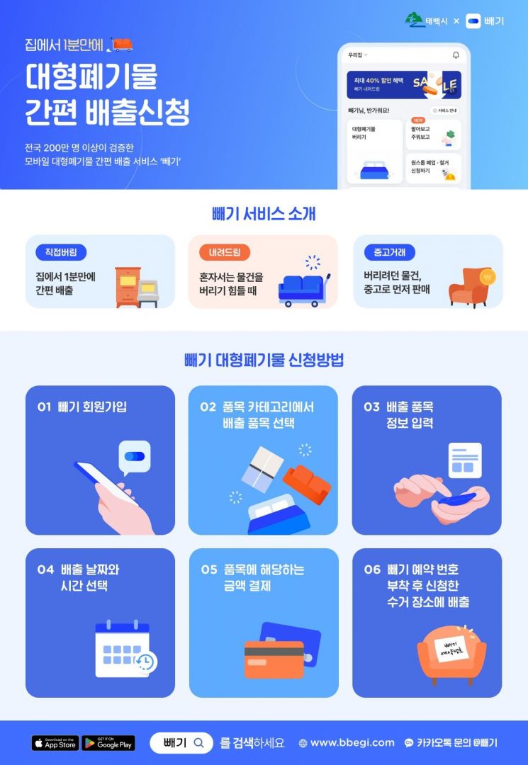 태백시, 대형폐기물 배출 모바일 앱 '빼기' 2026년 도입