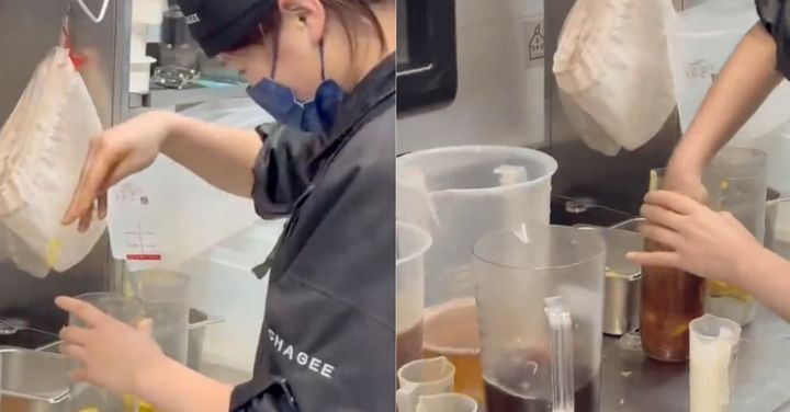 "컵에 맨손 넣고 휘휘"…中 음료 프랜차이즈 위생 논란