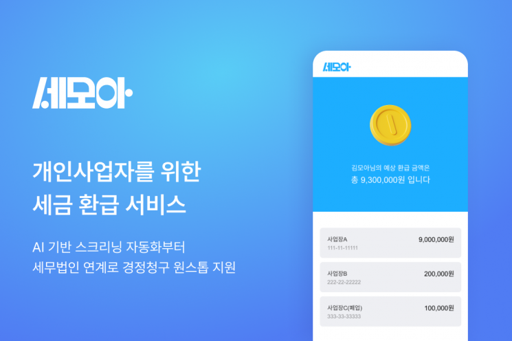 파이노버스랩, 개인사업자 특화 세금환급 서비스 '세모아' 출시