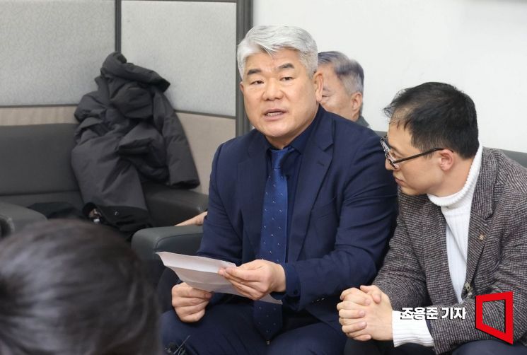 [포토] 남북경협기관장들 통일부에서 기자회견