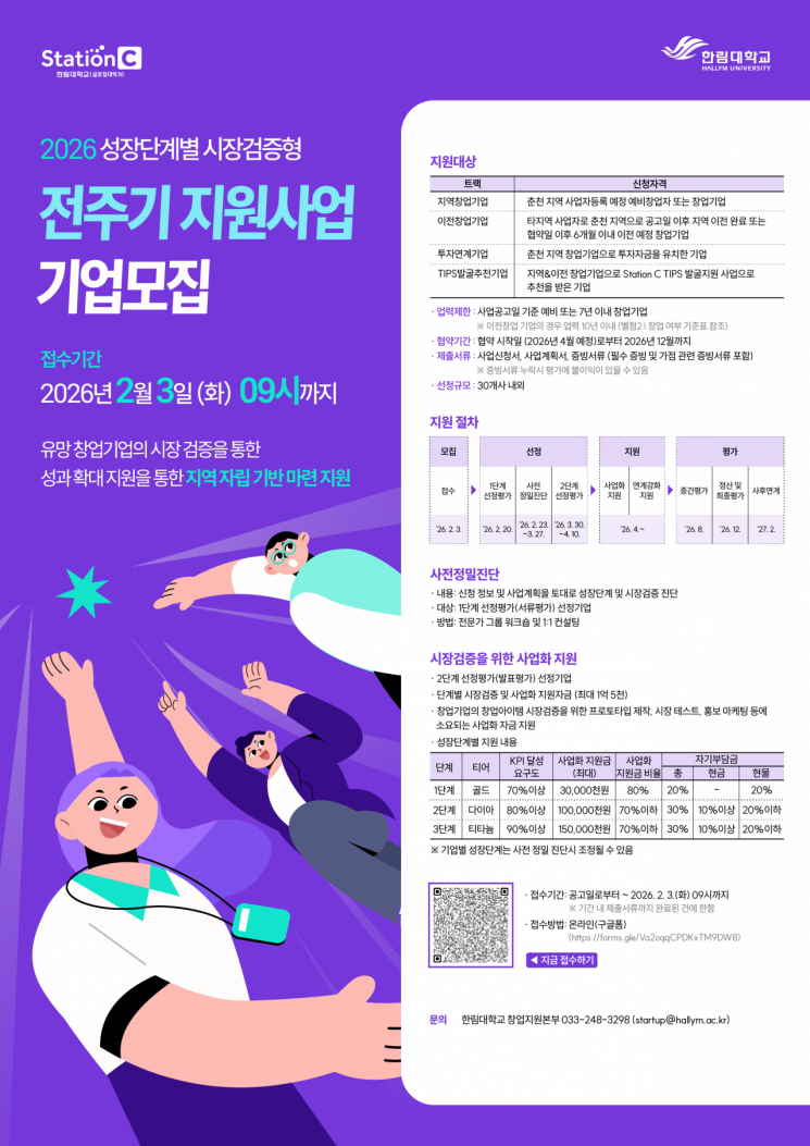 한림대, 성장단계별 시장검증형 전주기 지원사업 참여기업 모집