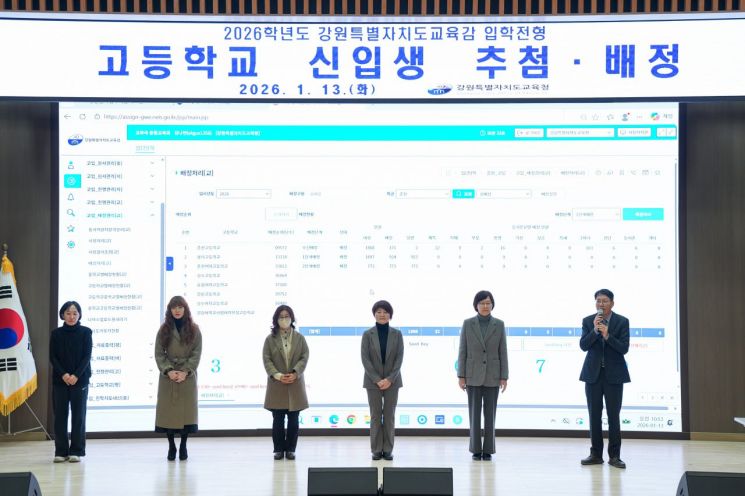 강원도교육청, 2026학년도 입학전형 고등학교 신입생 추첨 배정