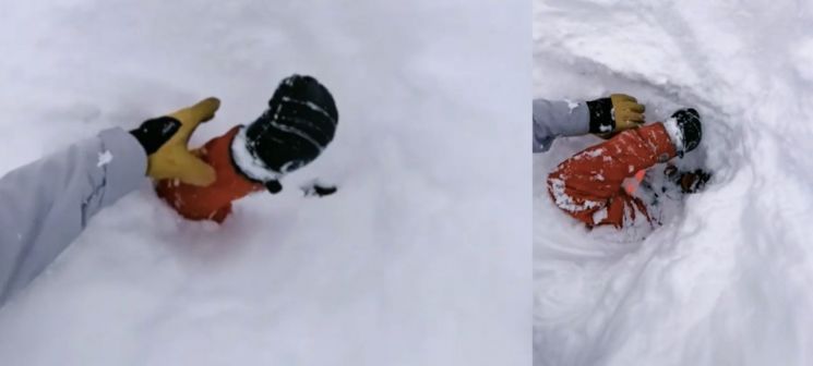 눈 속에서 나온 '손 하나'…알프스서 기적 같은 구조