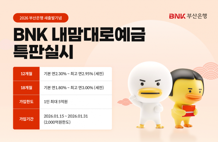 BNK부산은행, ‘내맘대로 예금’ 특판… 최고 연 3.00%
