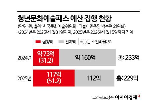 예산 있으나 나마…'청년문화예술패스' 2년째 반쪽 집행