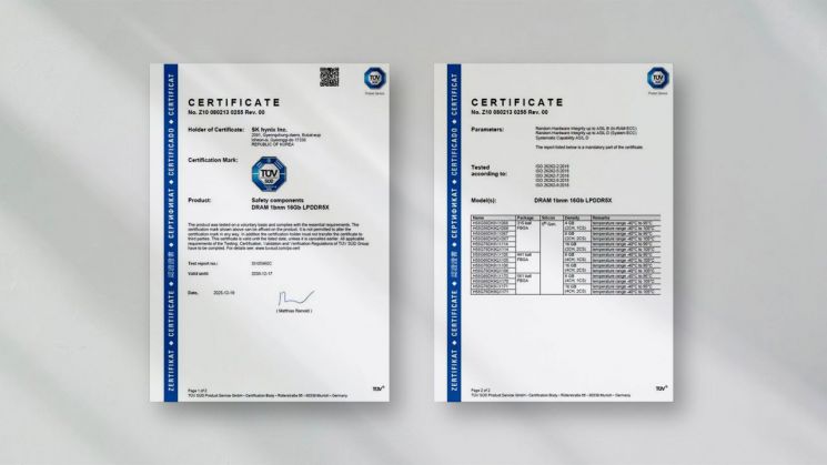 SK하이닉스 LPDDR5X, 차량용 메모리 기능 안전 최고 등급 ASIL-D 인증 획득