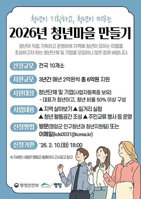 영암군, 청년마을 사업 참여단체 모집