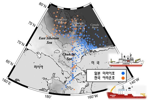 서북극해 연구해역 및 연구결과 모식도. 극지연구소 제공