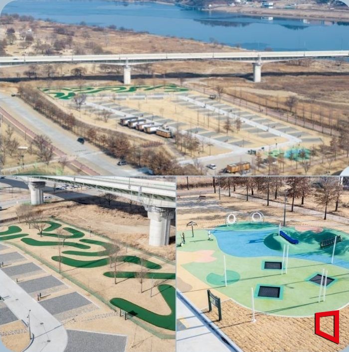 시계방향) 구미제 2캠핑장 전경-캠핑장내 어린이 놀이터-캠핑장내 미니골프장/김이환 기자