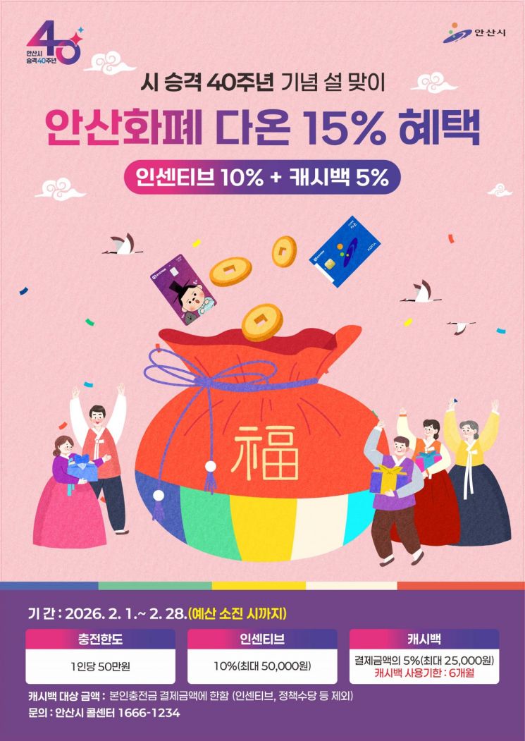 안산시, 내달 지역화폐 '다온' 결제 캐시백 5% 혜택 제공