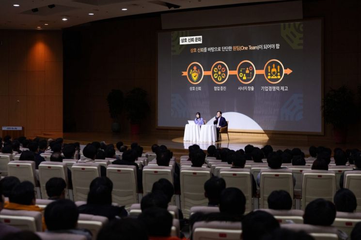 지난달 29일 정 사장은 경기 파주에 있는 LG디스플레이 사업장을 찾아 임직원 대상 타운홀 미팅인 '최고경영자(CEO) 온에어'를 온·오프라인 방식으로 동시에 진행했다. LG디스플레이.