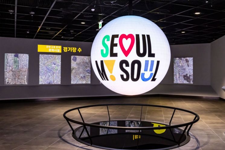 내친구서울 2관. 세계 속의 서울을 만나볼 수 있는 공간으로 지름 2m, 무게 450kg 규모 지구 모양의 디지털 패널이 들어섰다. 서울시 제공