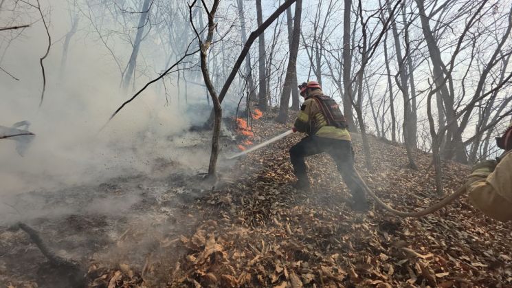 경주 문무대왕면 산불 이틀째…소방당국 "국가소방동원령 발령"(종합)