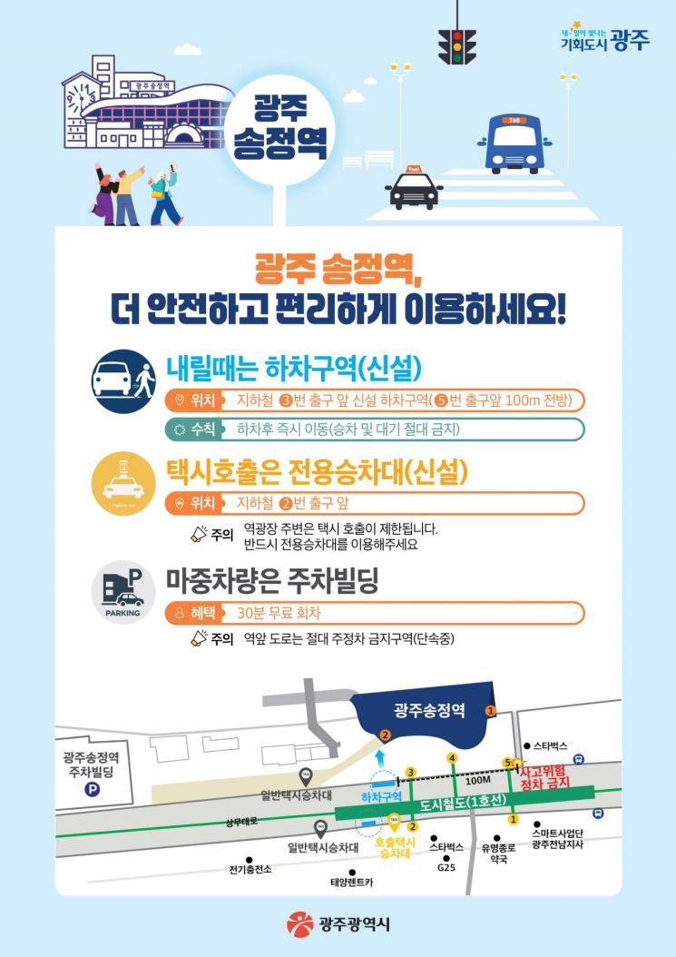 광주송정역 승강장 교통체계 개편 내용을 안내하는 웹자보. 광주시 제공