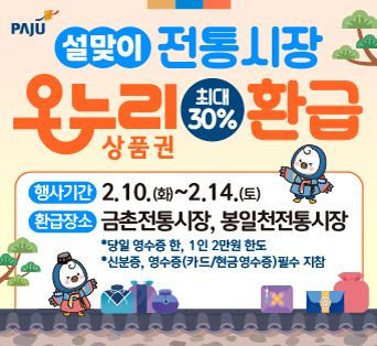 파주시, 설맞이 전통시장서 온누리상품권 환급. 파주시 제공
