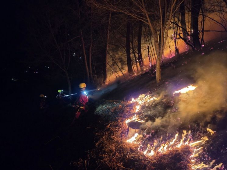 경남 산청군 시천면에서 발생한 산불 현장. 산림청 제공