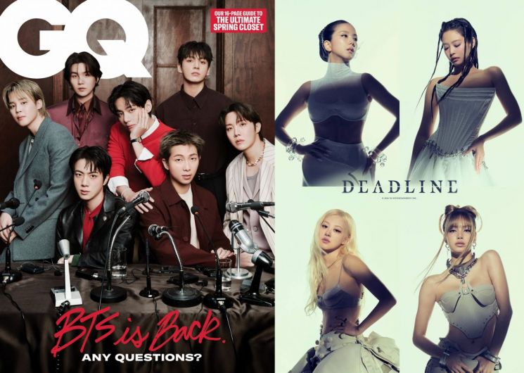 방탄소년단 GQ 커버, 블랙핑크 '데드라인' 이미지. GQ, YG엔터테인먼트 제공