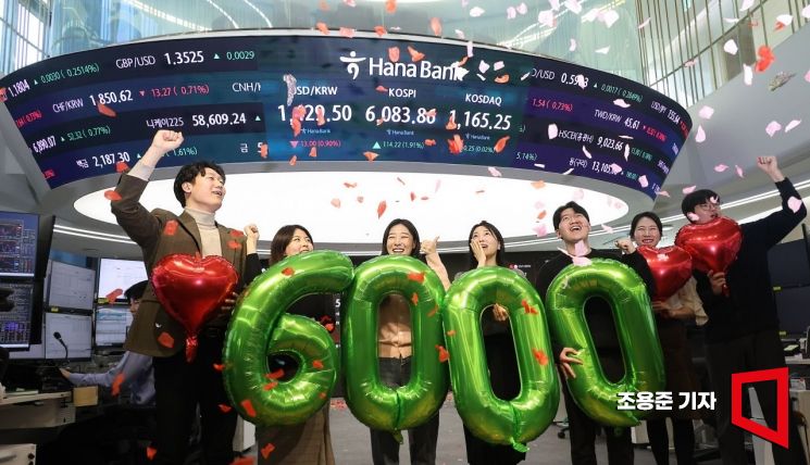 [포토] 사상 처음으로 6000 돌파한 코스피