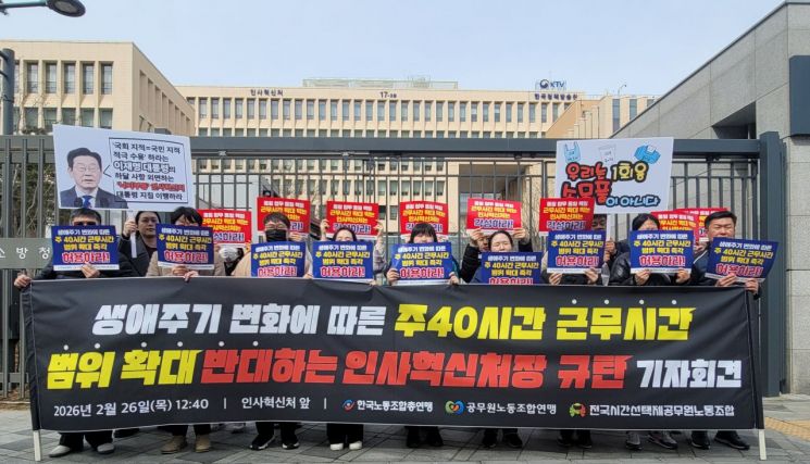 시간선택제노조 "주 40시간 근무 범위 확대 막지 말라" 인사혁신처장 규탄